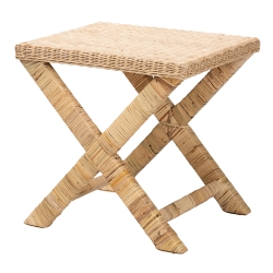Baxton Studio Farica Modern Bohemian Natural Rattan And Mahogany Accent Bench